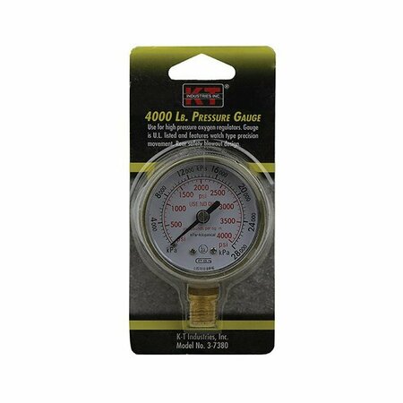 KT INDUSTRIES Pressure Gauge 4000 Lb 3-7380